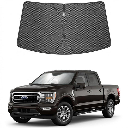 Proadsy Windshield Sun Shade Custom Fit Ford F-150 2021-2026 Ice Crystal Black Front Window Sunshade UV and Heat Blocker Foldable Visor Keeps Car Cooler for Summer Parking and Daily Use