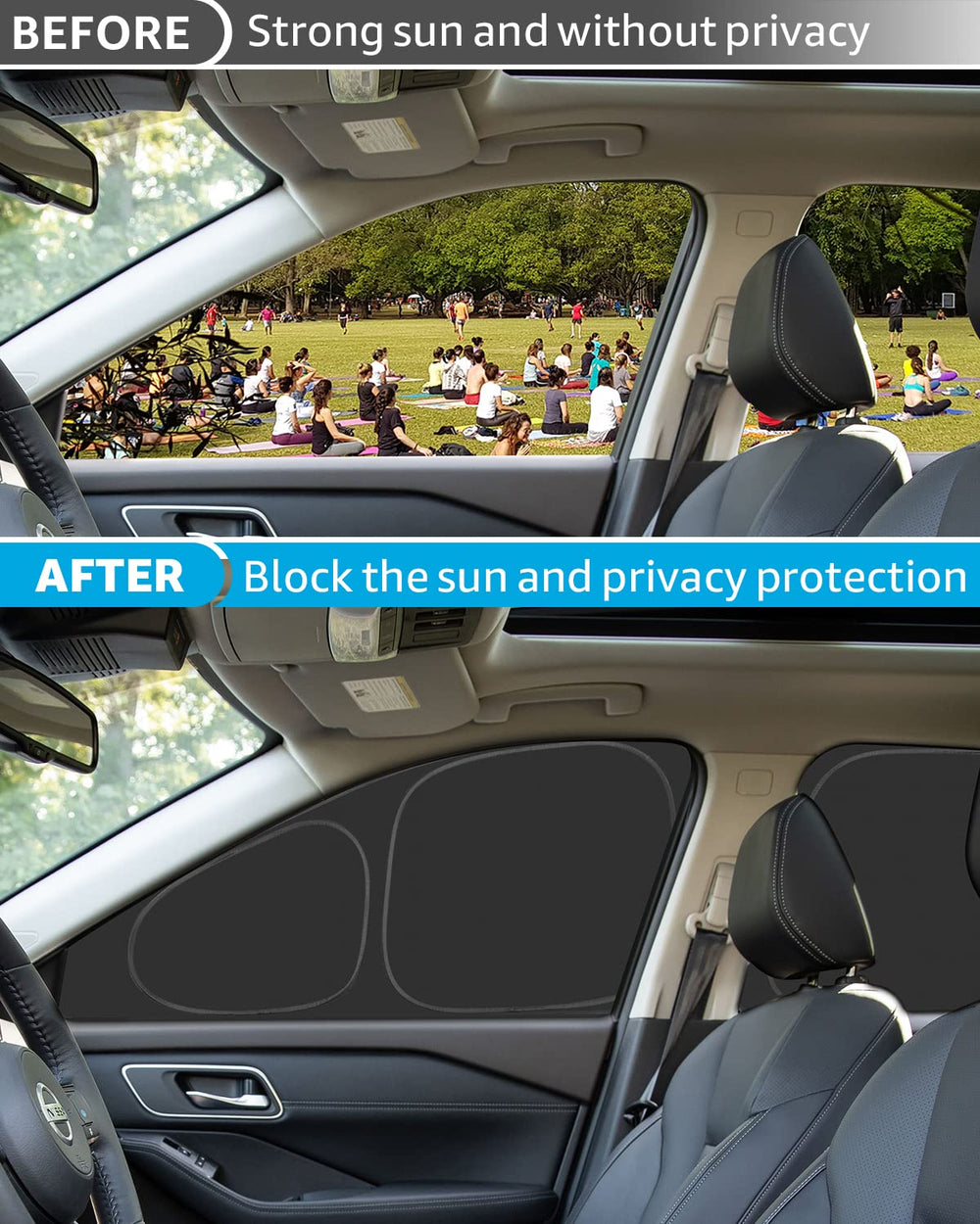 Proadsy Window Sun Shade for Nissan Rogue 2024 2023 2022 2021 Side Window for Baby/Camping UV Rays and Privacy Protect Upgrade Accessories Set of 7