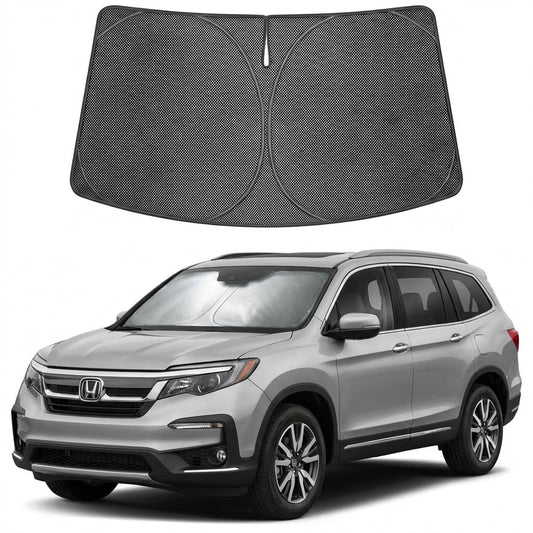Proadsy Windshield Sun Shade Custom Fit Honda Pilot 2016-2026 Ice Crystal Black Front Window Sunshade UV and Heat Blocker Foldable Visor Keeps Car Cooler for Summer Parking and Daily Use
