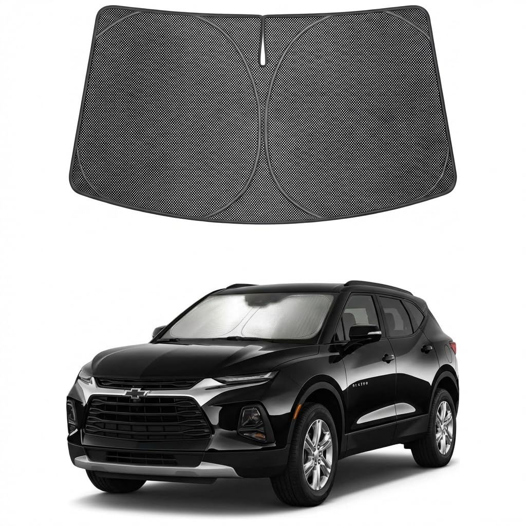 Proadsy Windshield Sun Shade Custom Fit Chevrolet Blazer 2019-2026 Ice Crystal Black Front Window Sunshade UV and Heat Blocker Foldable Visor Keeps Car Cooler for Summer Parking and Daily Use