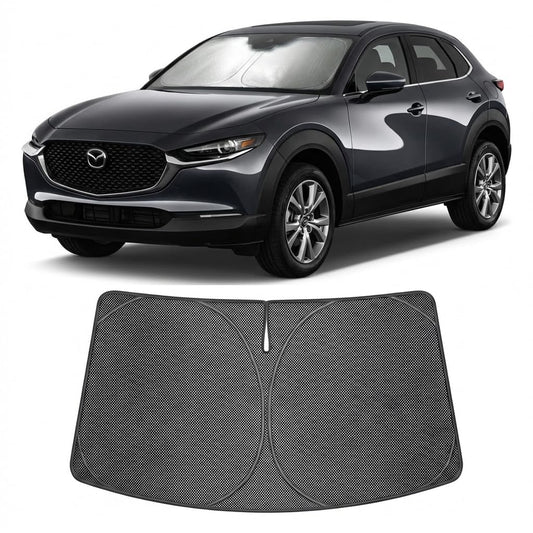 Proadsy Windshield Sun Shade Custom Fit CX-30 2020-2026 Ice Crystal Black Front Window Sunshade UV and Heat Blocker Foldable Visor Keeps Car Cooler for Summer Parking and Daily Use
