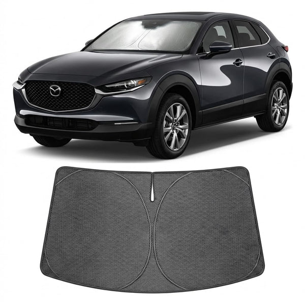 Proadsy Windshield Sun Shade Custom Fit CX-30 2020-2026 Ice Crystal Black Front Window Sunshade UV and Heat Blocker Foldable Visor Keeps Car Cooler for Summer Parking and Daily Use