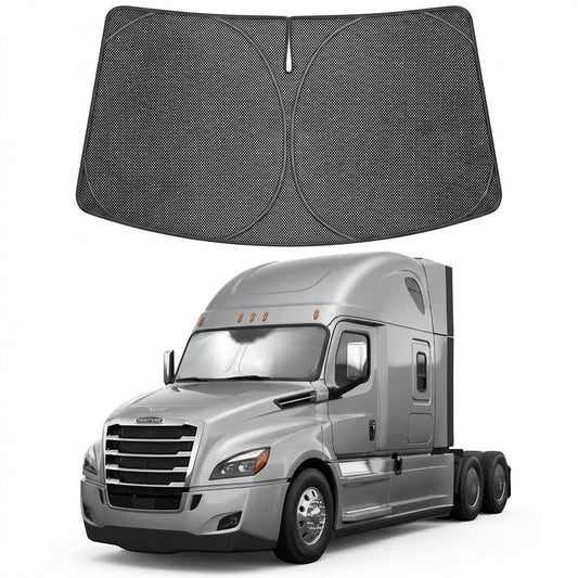 Proadsy Windshield Sun Shade Custom Fit Freightliner Cascadia 2018-2026 Ice Crystal Black Front Window Sunshade UV and Heat Blocker Foldable Visor Keeps Car Cooler for Summer Parking and Daily Use
