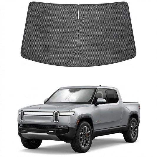 Proadsy Windshield Sun Shade Custom Fit Rivian R1T 2022-2026 Ice Crystal Black Front Window Sunshade UV and Heat Blocker Foldable Visor Keeps Car Cooler for Summer Parking and Daily Use