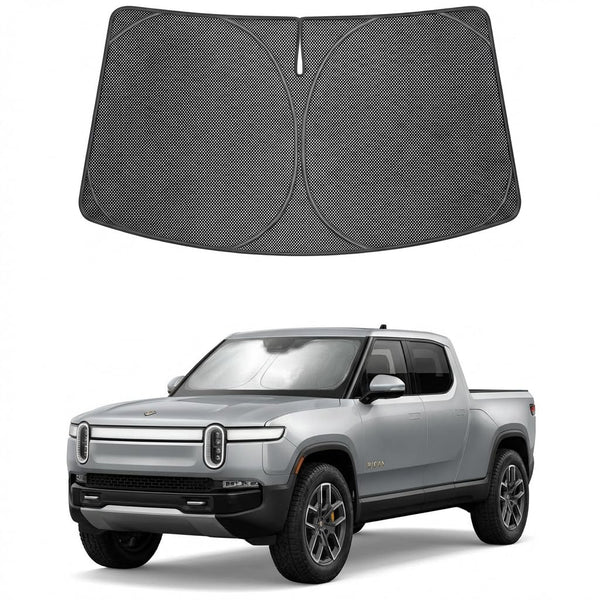 Proadsy Windshield Sun Shade Custom Fit Rivian R1T 2022-2026 Ice Crystal Black Front Window Sunshade UV and Heat Blocker Foldable Visor Keeps Car Cooler for Summer Parking and Daily Use