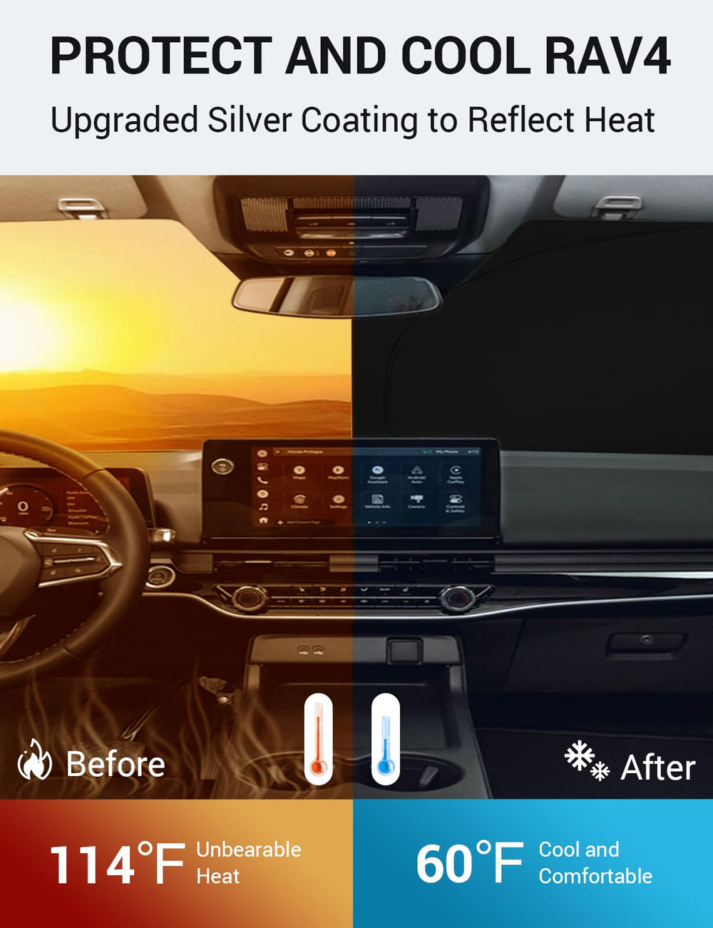 Proadsy 2025 Upgrade Windshield Sun Shade Custom Fit Honda Prologue 2024 2025 Foldable Front Sunshade Protector Sun Visor Blocks UV Rays Keep Car Cooler Accessories