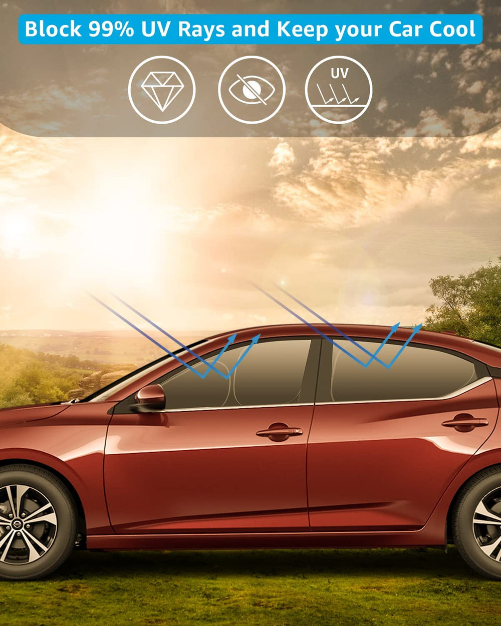 Proadsy Window Sun Shade for Nissan Sentra 2024 2023 2022 2021 2020 Side Window for Baby/Camping UV Rays and Privacy Protect Upgrade Accessories Set of 5