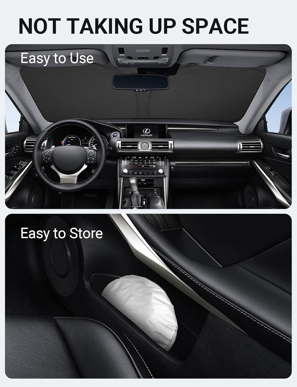 Proadsy 2025 Upgrade Windshield Sun Shade Custom Fit Lexus is 200t, 250, 300, 350 2014-2020 4-Layer Foldable Front Sunshade Protector Sun Visor Blocks UV Rays Keep Car Cooler