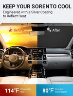 Proadsy 2025 Upgrade Windshield Sun Shade Custom Fit Kia Sorento 2021-2024 2025 4-Layer Foldable Front Sunshade Protector Sun Visor Blocks UV Rays Keep Car Cooler