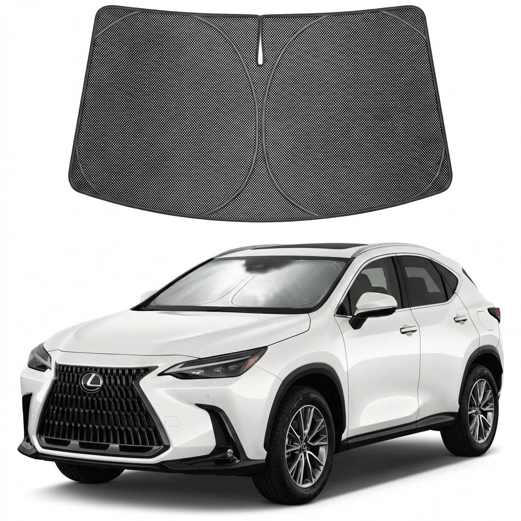 Proadsy Windshield Sun Shade Custom Fit Lexus NX 2022-2026 Ice Crystal Black Front Window Sunshade UV and Heat Blocker Foldable Visor Keeps Car Cooler for Summer Parking and Daily Use