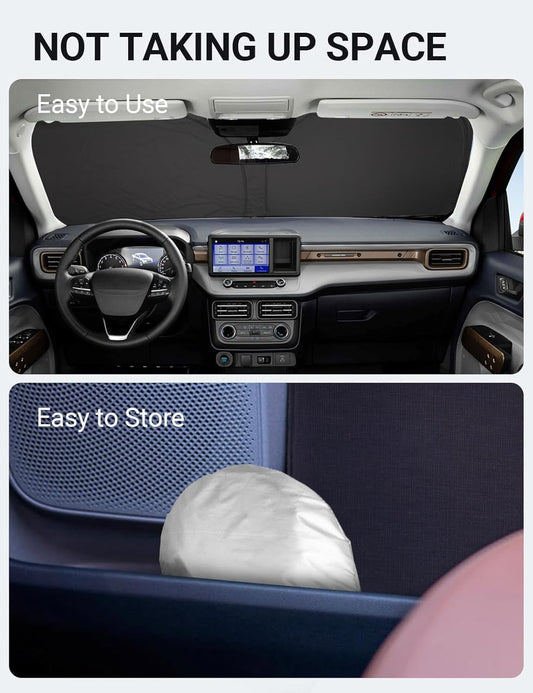 Proadsy 2026 Upgrade Windshield Sun Shade Custom Fit Ford Maverick 2022-2026 4-Layer Foldable Front Sunshade Protector Sun Visor Blocks UV Rays Keep Car Cooler