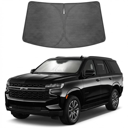Proadsy Windshield Sun Shade Custom Fit Chevrolet Tahoe 2021-2026 Ice Crystal Black Front Window Sunshade UV and Heat Blocker Foldable Visor Keeps Car Cooler for Summer Parking and Daily Use