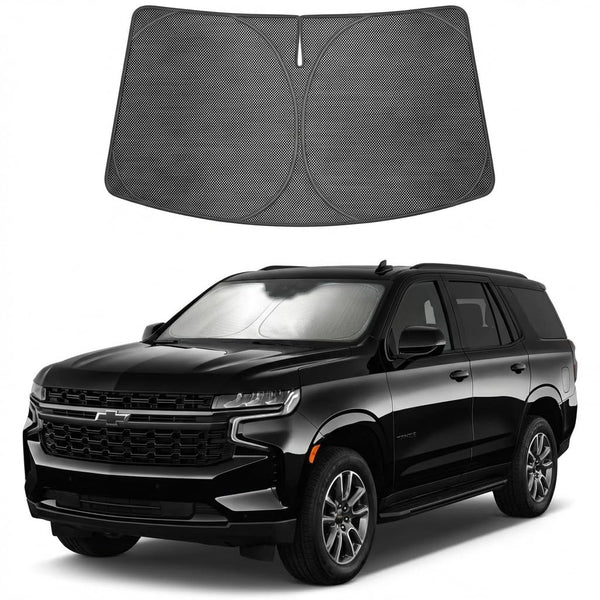 Proadsy Windshield Sun Shade Custom Fit Chevrolet Tahoe 2021-2026 Ice Crystal Black Front Window Sunshade UV and Heat Blocker Foldable Visor Keeps Car Cooler for Summer Parking and Daily Use