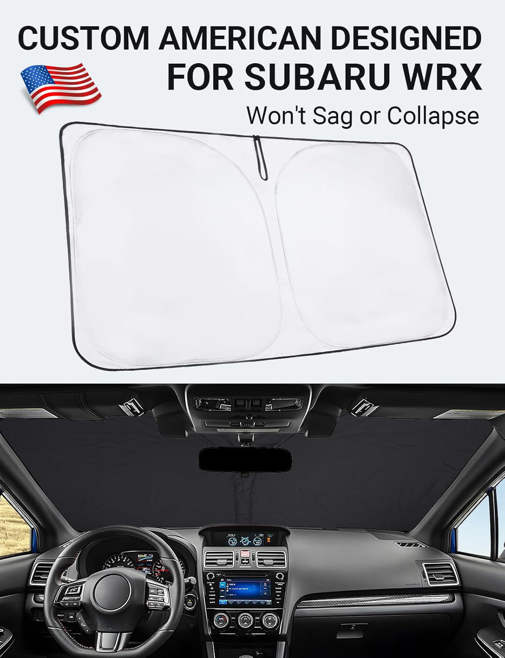 Proadsy 2025 Upgrade Windshield Sun Shade Custom Fit Subaru WRX 2015-2021 4-Layer Foldable Front Sunshade Protector Sun Visor Blocks UV Rays Keep Car Cooler