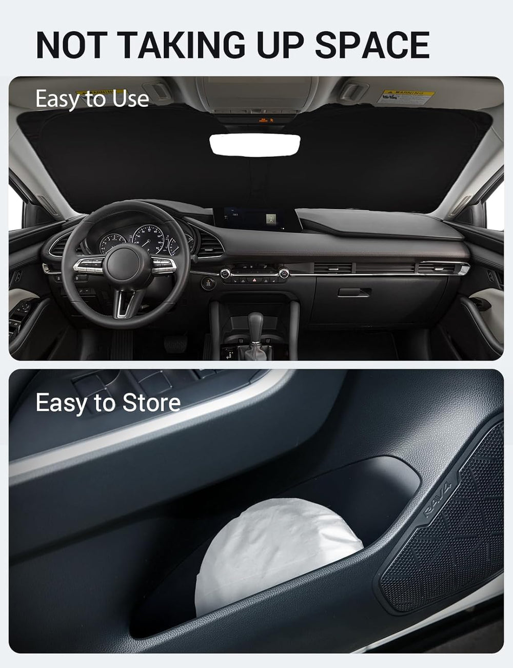 Proadsy 2025 Upgrade Windshield Sun Shade Custom Fit Mazda 3 2019-2023 2024 2025 Mazda3 Hatchback/Sedan Front Sunshade Protector Foldable Sun Visor Blocks UV Rays Keep Car Cooler