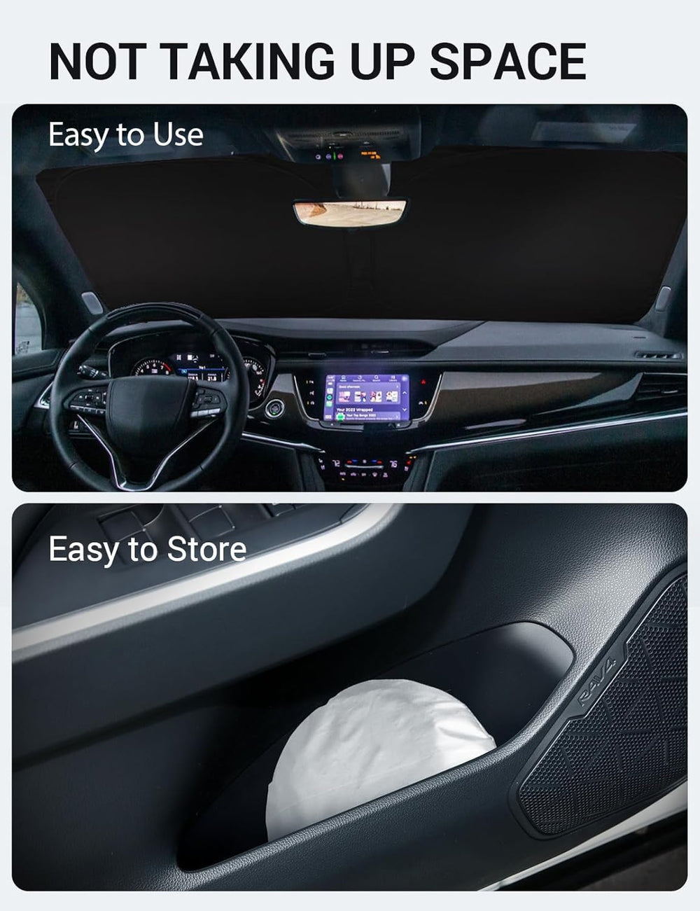 Proadsy 2025 Upgrade Windshield Sun Shade Custom Fit 2020-2023 2024 2025 Cadillac XT6 Foldable Front Sunshade Protector Sun Visor Blocks UV Rays Keep Car Cooler