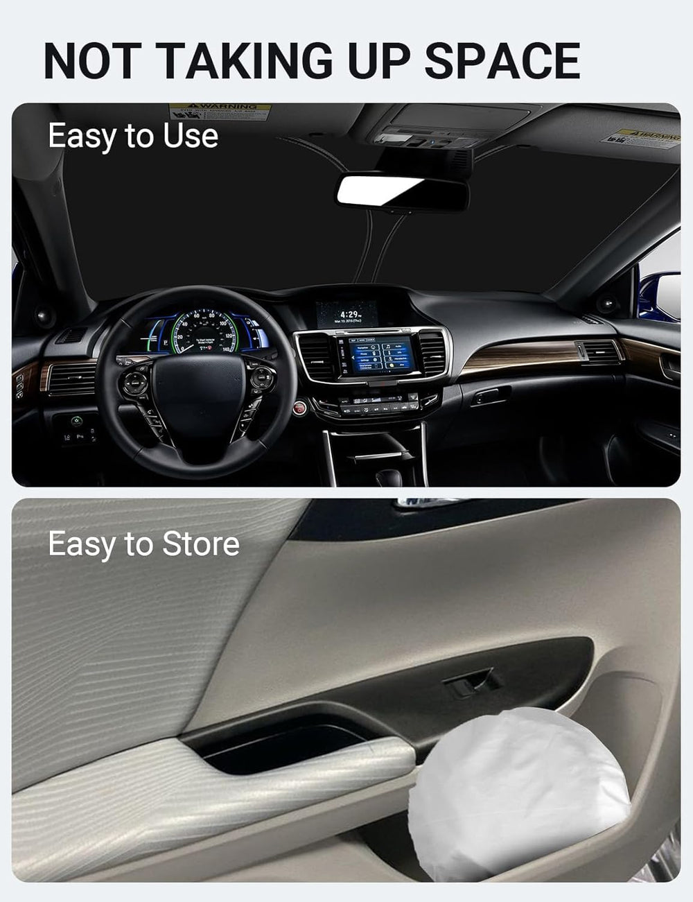 Proadsy 2025 Upgrade Windshield Sun Shade Custom Fit Honda Accord 2014-2017 4-Layer Foldable Front Sunshade Protector Sun Visor Blocks UV Rays Keep Car Cooler