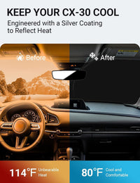 Custom American designed 2020-2026 Mazda CX-30 windshield sunshade, will not sag or collapse
