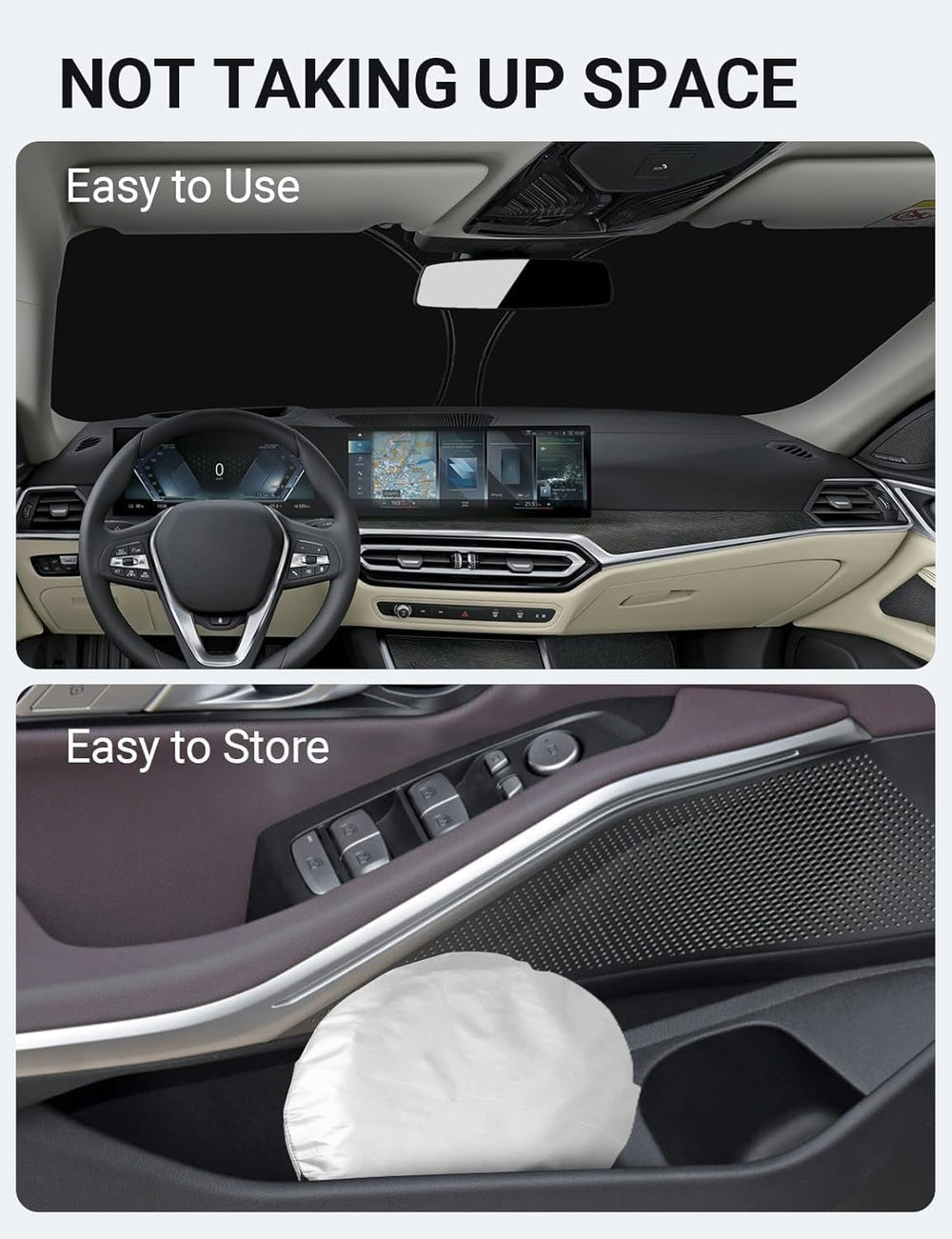 Proadsy 2025 Upgrade Windshield Sun Shade Custom Fit 2019-2024 2025 BMW 3-Series 4-Layer Foldable Front Sunshade Protector Sun Visor Blocks UV Rays Keep Car Cooler