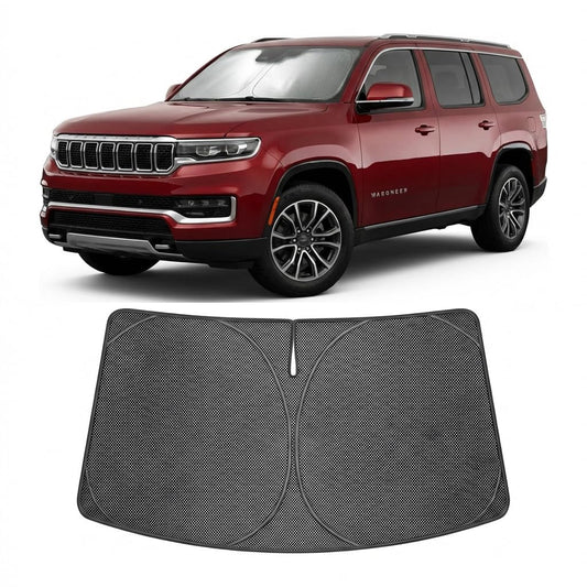 Proadsy Windshield Sun Shade Custom Fit Jeep Wagoneer 2022-2026 Ice Crystal Black Front Window Sunshade UV and Heat Blocker Foldable Visor Keeps Car Cooler for Summer Parking and Daily Use