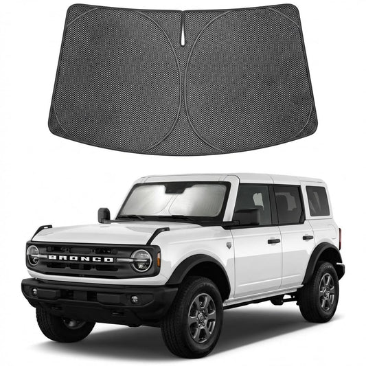 Proadsy Windshield Sun Shade Custom Fit Ford Bronco 2021-2026 Ice Crystal Black Front Window Sunshade UV and Heat Blocker Foldable Visor Keeps Car Cooler for Summer Parking and Daily Use