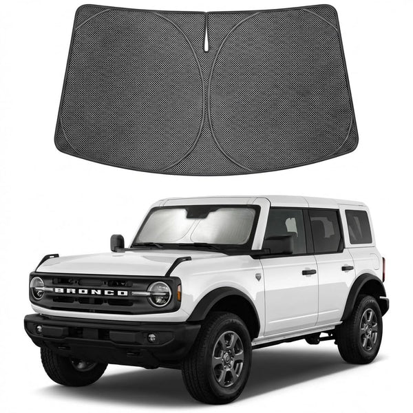 Proadsy Windshield Sun Shade Custom Fit Ford Bronco 2021-2026 Ice Crystal Black Front Window Sunshade UV and Heat Blocker Foldable Visor Keeps Car Cooler for Summer Parking and Daily Use