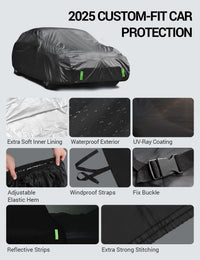 Proadsy 2026 Upgrade Car Cover Custom Fit for Dodge Challenger 2008-2023, Windproof Waterproof All Weather Protection, Sun Rain Dust Snow Outdoor Cover