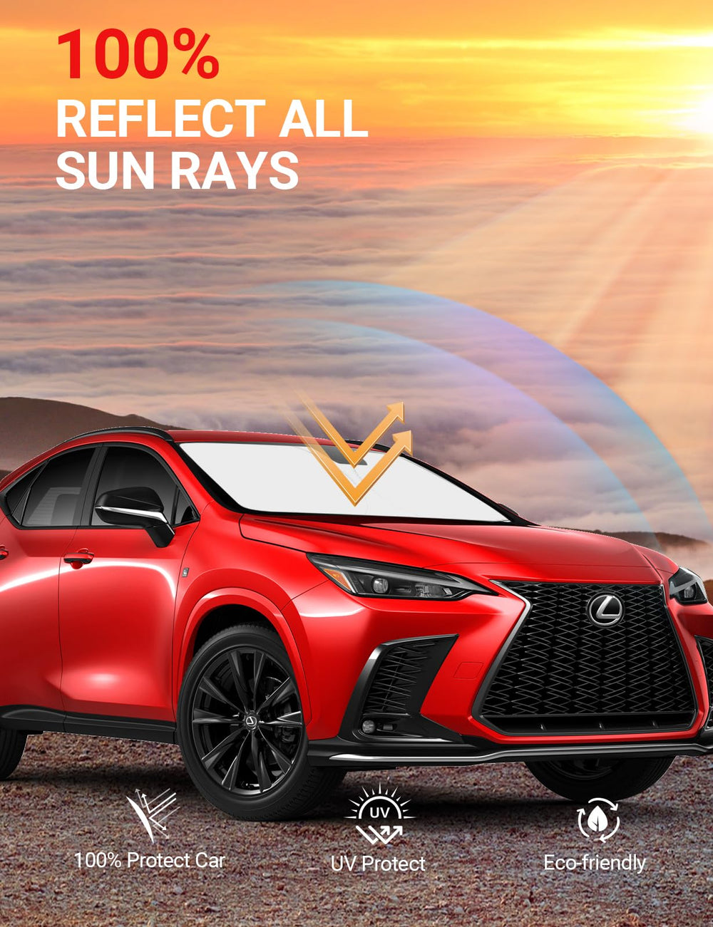Proadsy 2026 Upgrade Windshield Sun Shade Custom Fit Lexus NX 2022-2025 2026 4-Layer Foldable Front Sunshade Protector Sun Visor Blocks UV Rays Keep Car Cooler