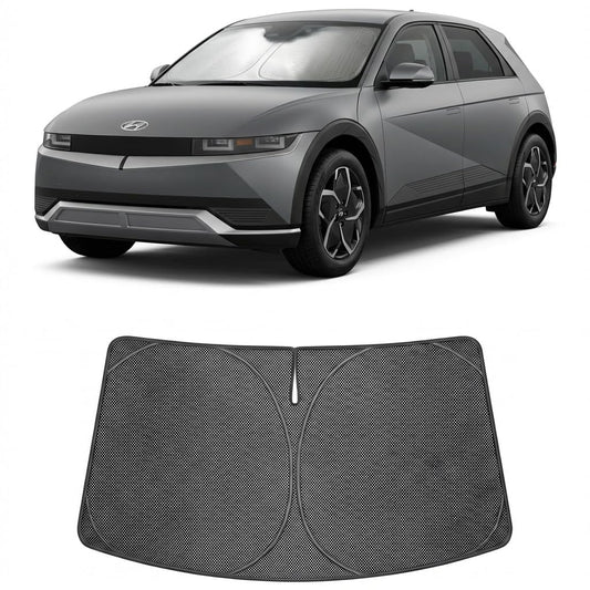Proadsy Windshield Sun Shade Custom Fit Hyundai Ioniq 5 2022-2026 Ice Crystal Black Front Window Sunshade UV and Heat Blocker Foldable Visor Keeps Car Cooler for Summer Parking and Daily Use