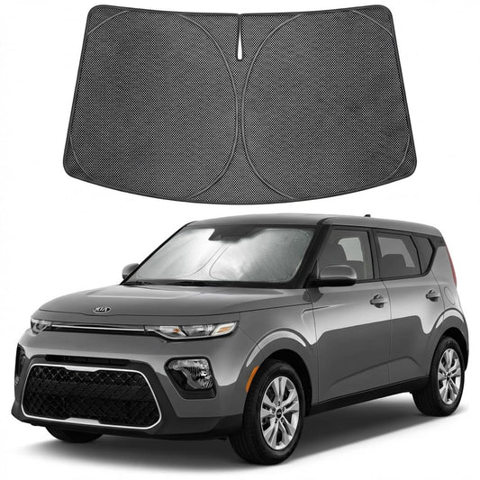 Proadsy Windshield Sun Shade Custom Fit Kia Soul 2020-2026 Ice Crystal Black Front Window Sunshade UV and Heat Blocker Foldable Visor Keeps Car Cooler for Summer Parking and Daily Use