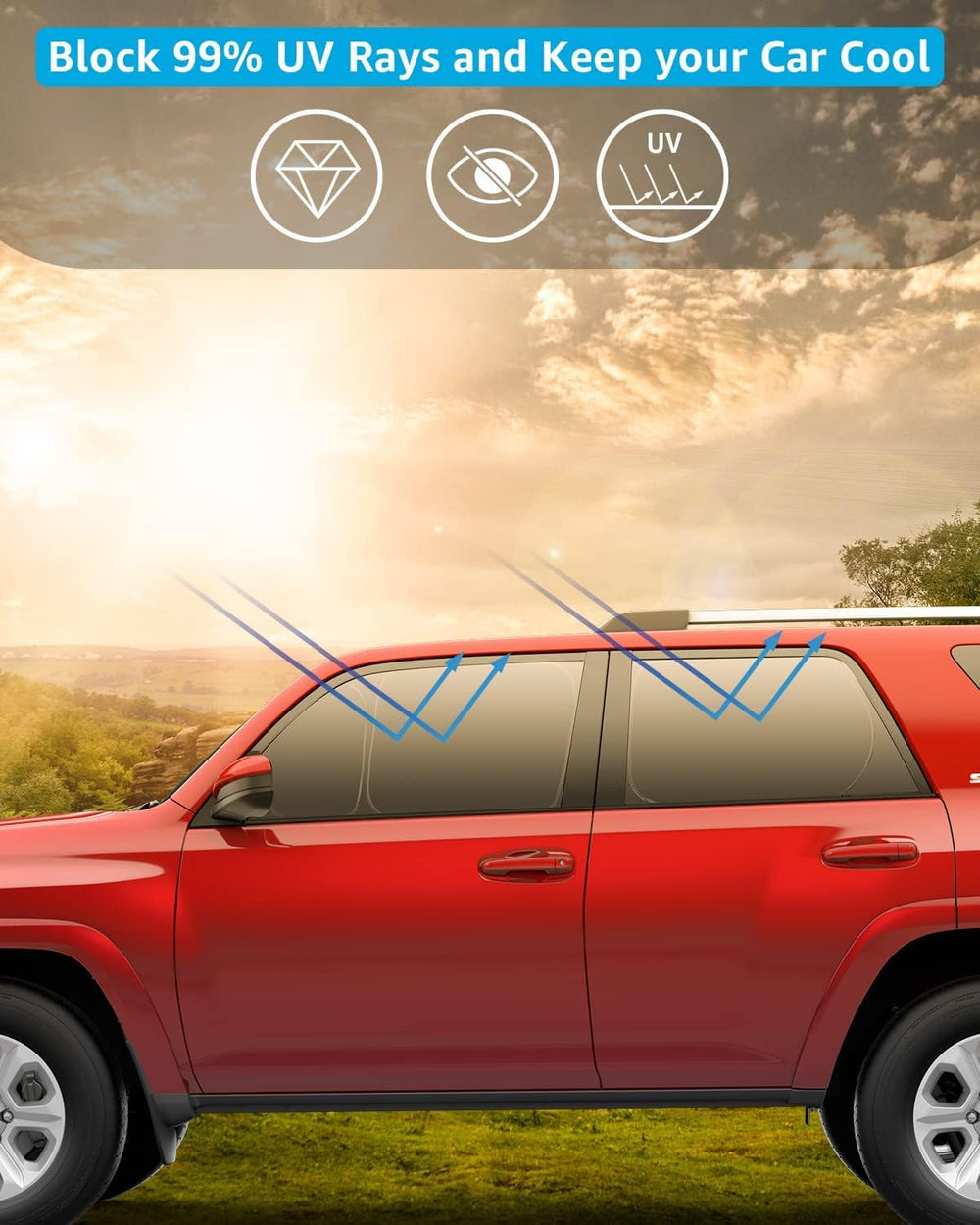 Proadsy 2025 Upgrade Window Sun Shade for 5th Gen 4Runner 2010-2024 2025 Side Rear Window for Baby/Camping UV Rays and Privacy Protect Accessories Set of 7