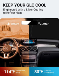 Proadsy 2026 Upgrade Front Windshield Sun Shade Foldable Sunshade Protector Custom Fit 2016-2022 GLC Class SUV & SUV Coupe GLC300 GLC350e 4Matic AMG GLC 63 Sport Accessories