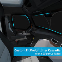 2018-2026 Freightliner Cascadia Side Window Sunshade Pair windshield sunshade detail view 5, custom fit front window sun shad