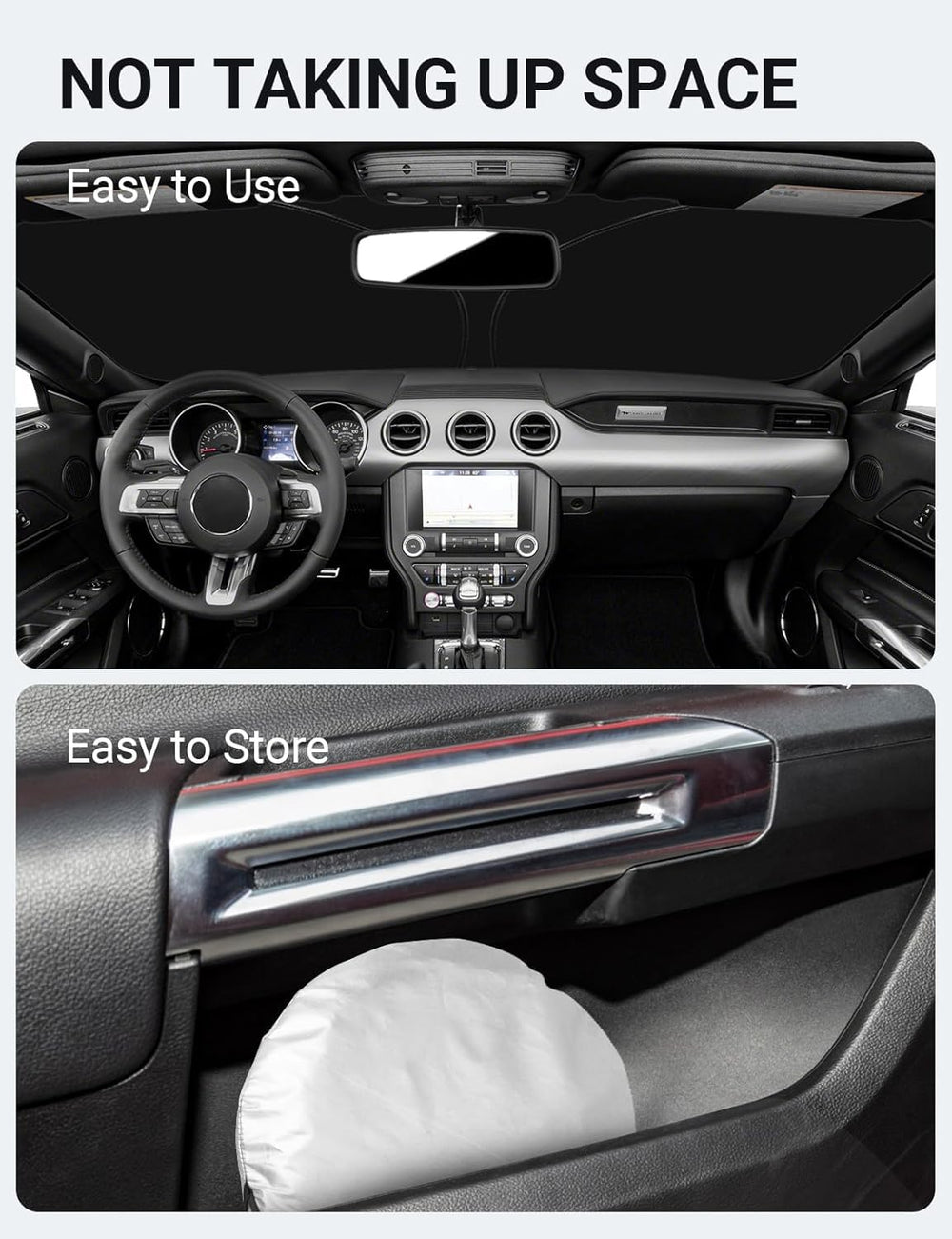 Front Windshield Sun Shade Foldable Sunshade Protector Custom Fit 2015-2025 Ford Mustang(NOT for Ford Mustang Mach-E) Accessories 2026 Upgrade