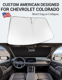 Custom American designed 2023-2026 Chevrolet Colorado windshield sunshade, will not sag or collapse