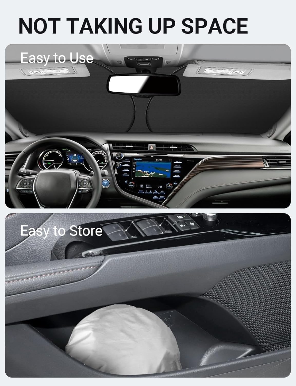 2018-2025 Toyota Camry custom-fit sunshade - folded compact