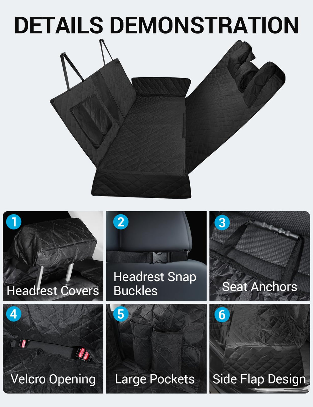 Proadsy 2026 Upgrade Dog Car Seat Cover Custom Fit 2021-2025 Nissan Rogue Back Seat Extender Waterproof Scratch Proof Durable Black Protector Pet Hammock