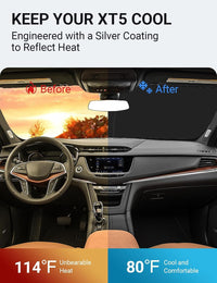Custom American designed 2017-2026 Cadillac XT5 windshield sunshade, will not sag or collapse