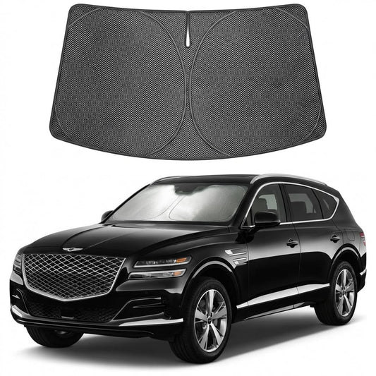 Proadsy Windshield Sun Shade Custom Fit Genesis GV80 2021-2026 Ice Crystal Black Front Window Sunshade UV and Heat Blocker Foldable Visor Keeps Car Cooler for Summer Parking and Daily Use