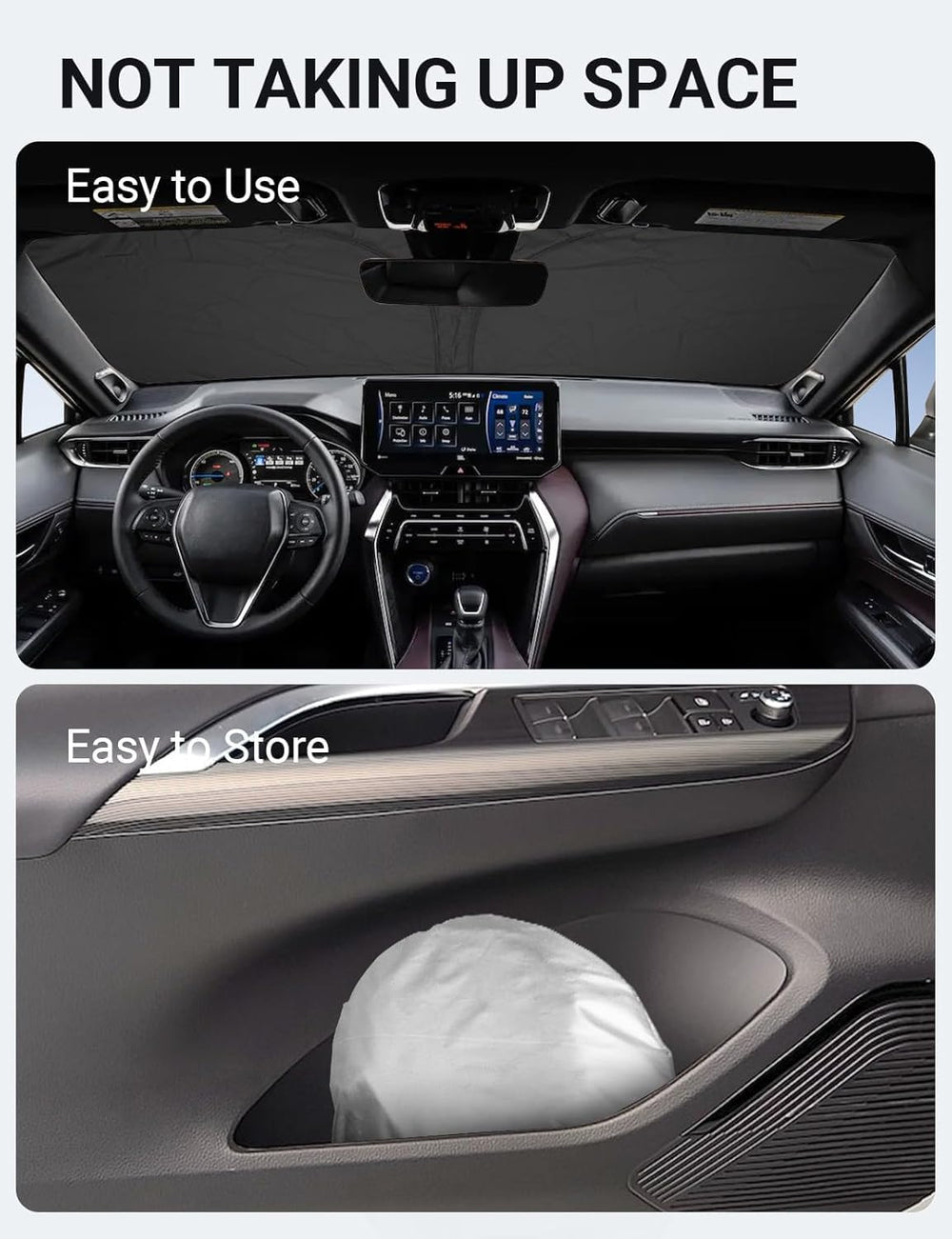 Proadsy 2025 Upgrade Windshield Sun Shade Custom Fit Toyota Venza 2021-2024 2025 4-Layer Foldable Front Sunshade Protector Sun Visor Blocks UV Rays Keep Car Cooler Accessories