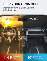 Custom American designed 2017-2025 Toyota GR86 windshield sunshade, will not sag or collapse