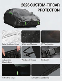 Proadsy 6 Layers Car Cover Compatible with Nissan Altima 1998-2024 2025 2026 Windproof All Weather Waterproof Sun Rain UV Dust Snow Protection Outdoor Full Covers