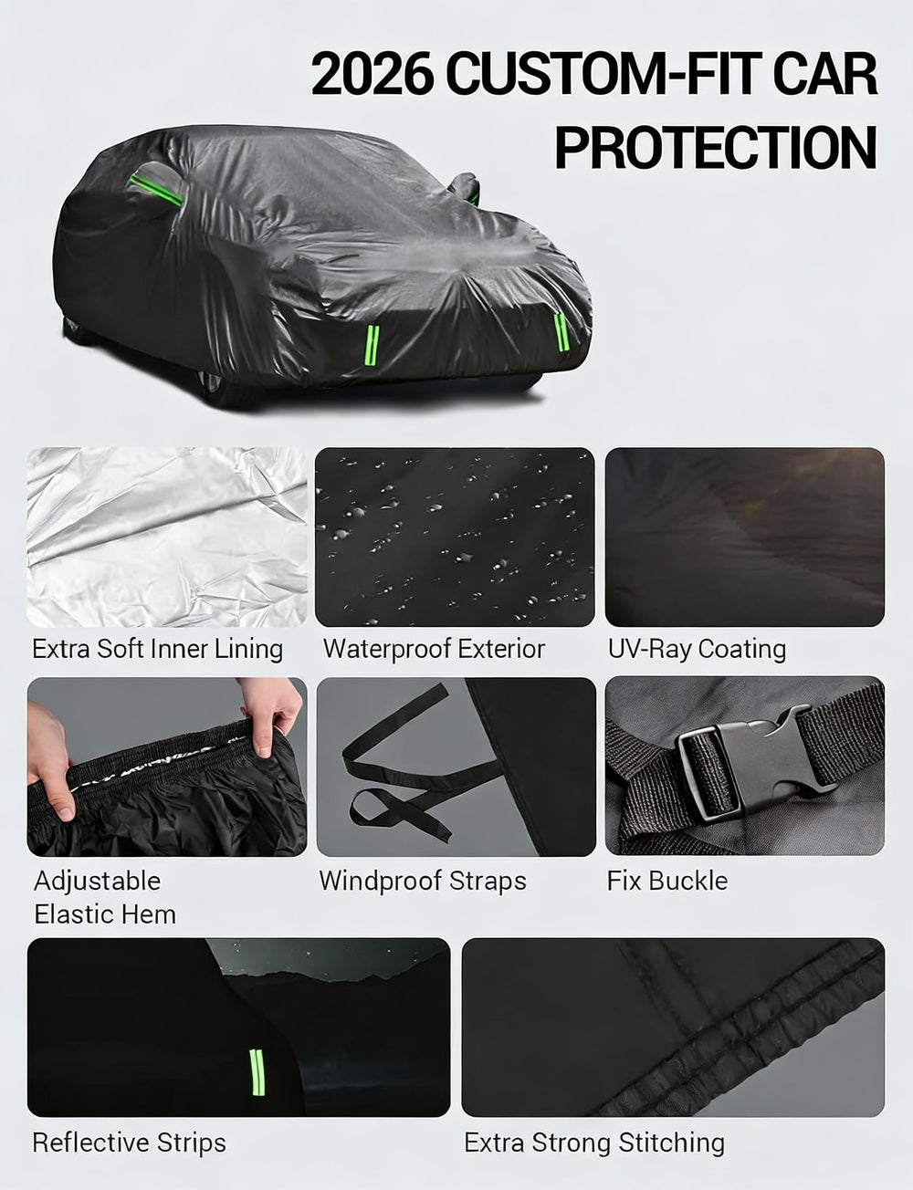 Proadsy Car Cover Custom Fit for Kia Carnival 2022-2025 2026, Waterproof All Weather for Automobiles, Full Exterior Cover Rain Snow Sun Protector Indoor Outdoor Car Cover