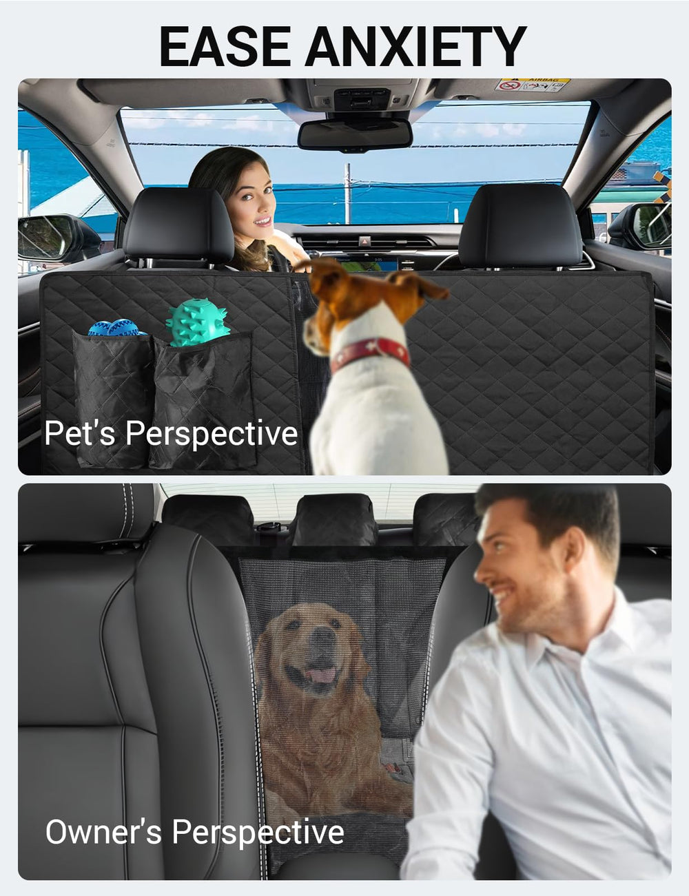 Proadsy for Ram 1500 Pickup 2019-2024 2025 Dog Car Seat Cover Extender Waterproof Scratch Proof Durable Black Back Seat Protector Pet Hammock