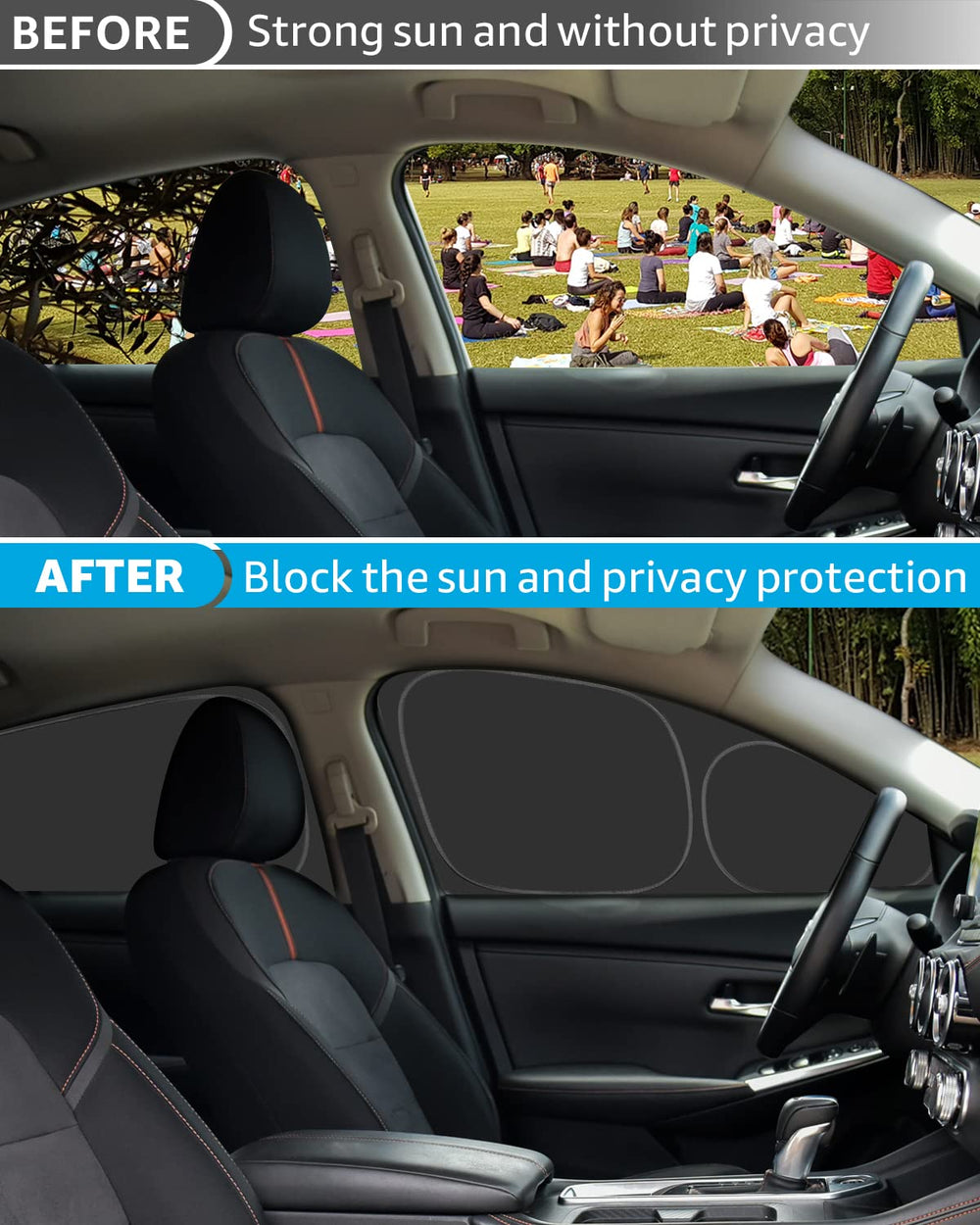 Proadsy Window Sun Shade for Nissan Sentra 2024 2023 2022 2021 2020 Side Window for Baby/Camping UV Rays and Privacy Protect Upgrade Accessories Set of 5