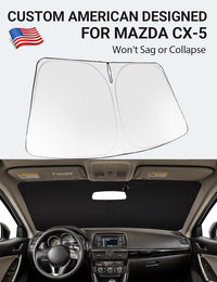 Proadsy 2026 Upgrade Windshield Sun Shade Custom Fit CX-5 2013 2014 2015 2016 CX5 Front Sunshade Protector Foldable Sun Visor Blocks UV Rays Keep Car Cooler