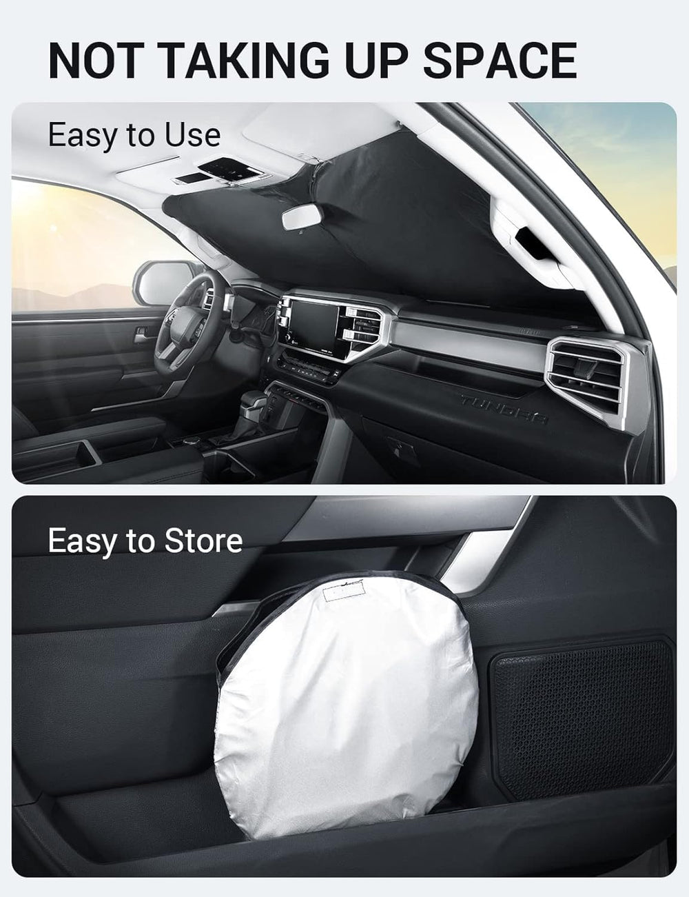 Proadsy 2024 Upgrade Front Windshield Sun Shade Foldable Sunshade Protector Custom Fit Tundra 2024 2023 2022 Limited SR5 Platinum TRD Pro Pickup Accessories