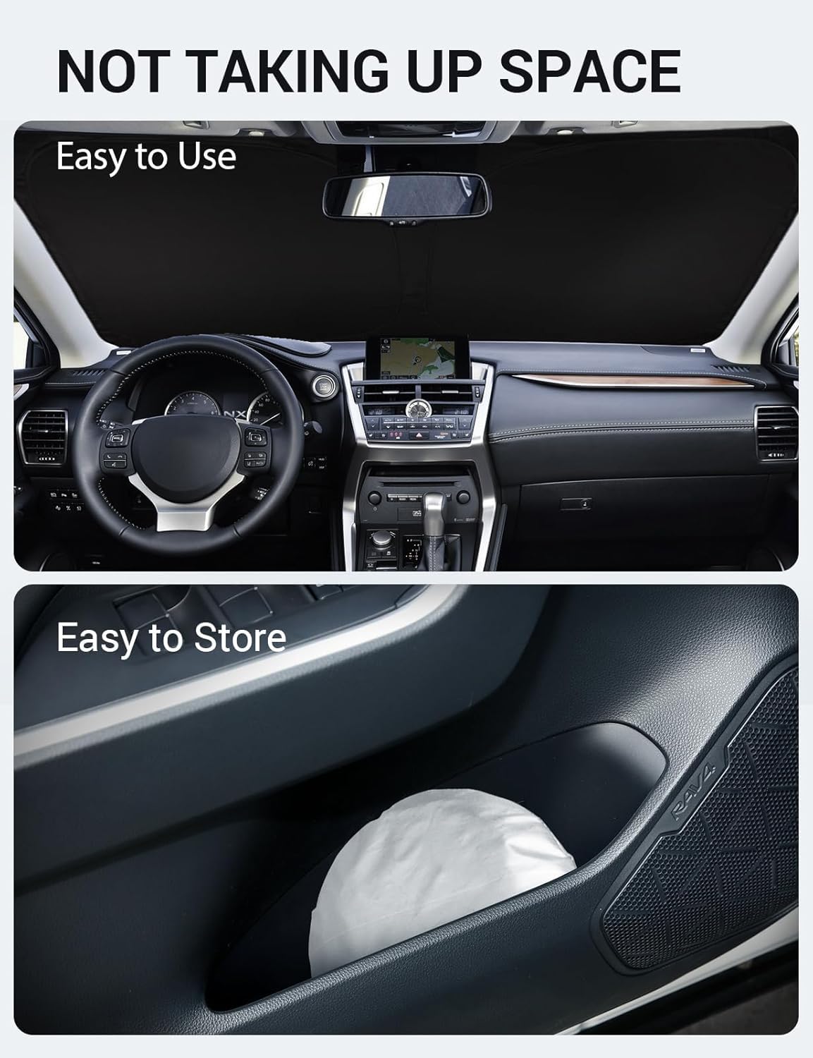 2015-2021 Lexus NX custom-fit sunshade - folded compact