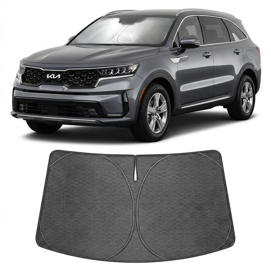 Proadsy Windshield Sun Shade Custom Fit Kia Sorento 2021-2026 Ice Crystal Black Front Window Sunshade UV and Heat Blocker Foldable Visor Keeps Car Cooler for Summer Parking and Daily Use