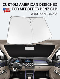 Custom American designed 2020-2026 Mercedes-Benz GLB windshield sunshade, will not sag or collapse
